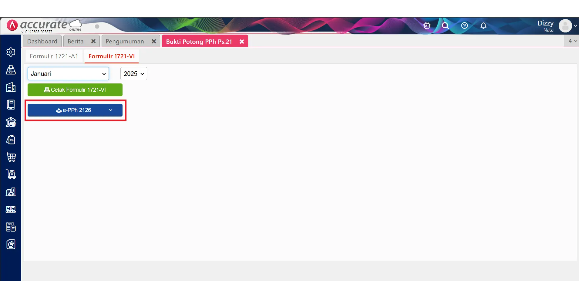 bukti potong pph21 Accurate